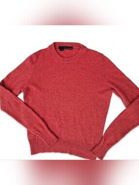 360Cashmere Coral Salmon 100% Cashmere Long Sleeve Crewneck Knit Sweater Size M